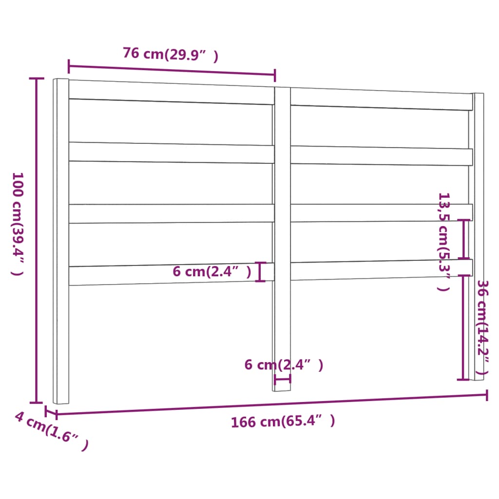 vidaXL Cabeceira de cama 166x4x100 cm pinho maciço branco