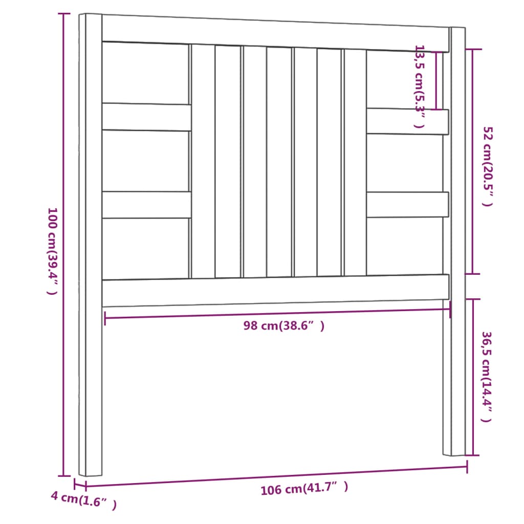 vidaXL Cabeceira de cama 106x4x100 cm pinho maciço