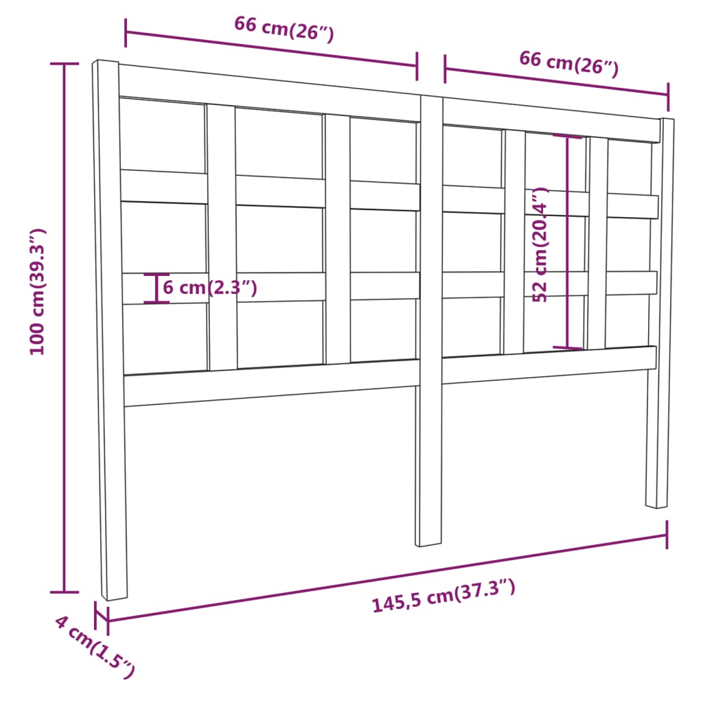 vidaXL Cabeceira de cama 145,5x4x100 cm pinho maciço cinzento