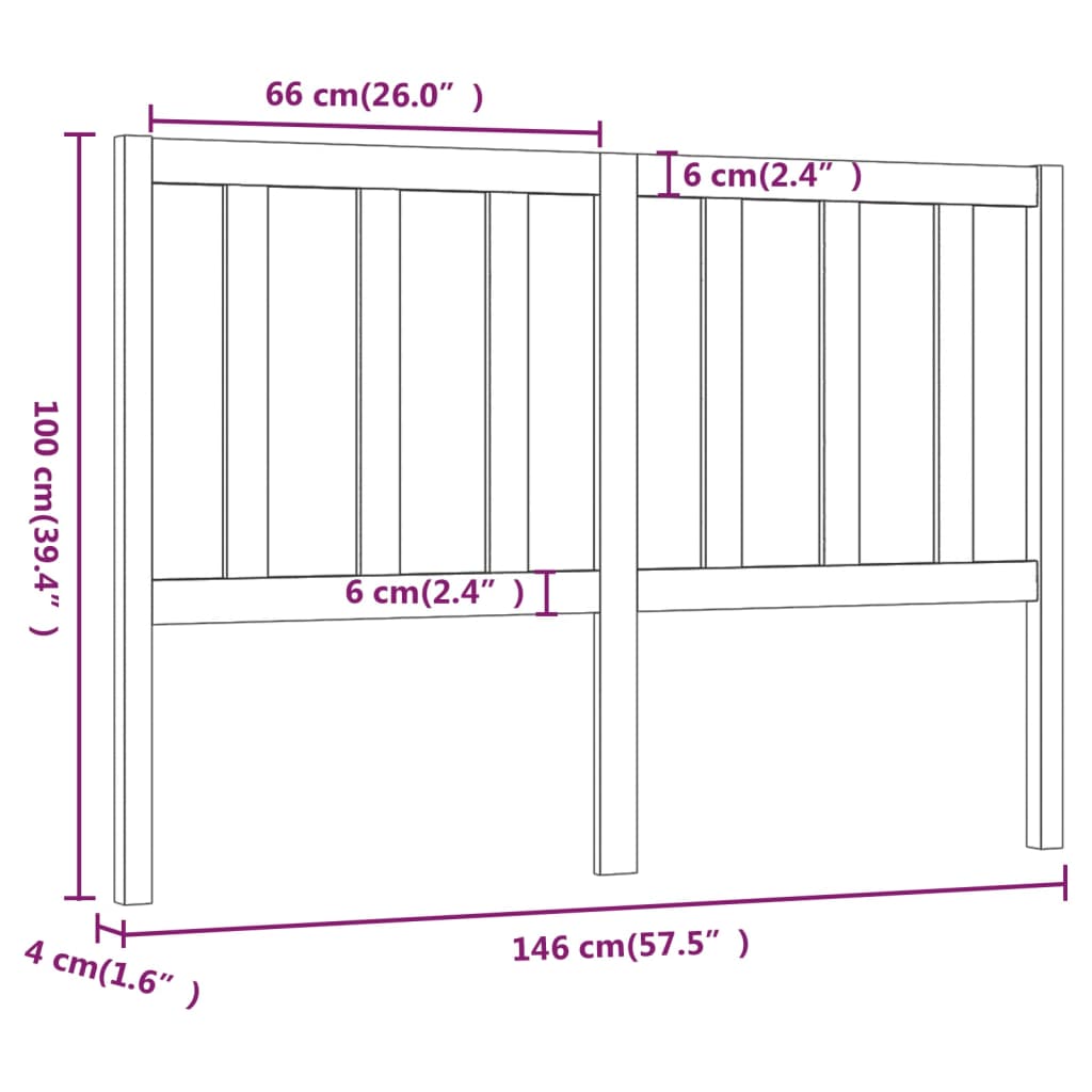 vidaXL Cabeceira de cama 146x4x100 cm pinho maciço cinzento