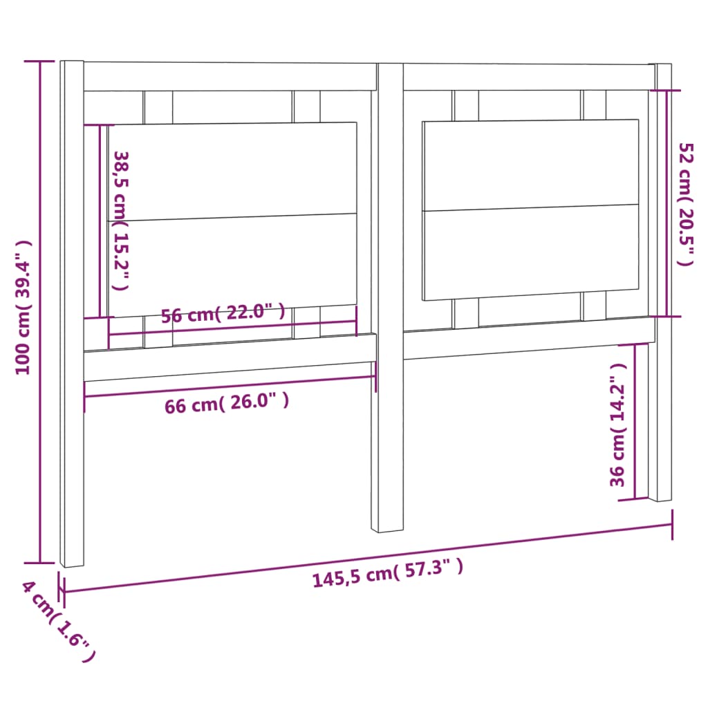 vidaXL Cabeceira de cama 145,5x4x100 cm madeira de pinho maciça branco