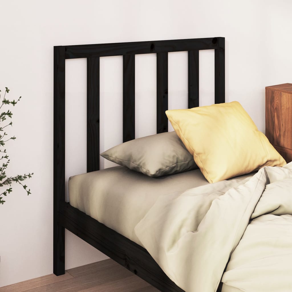 vidaXL Cabeceira de cama 106x4x100 cm pinho maciço preto