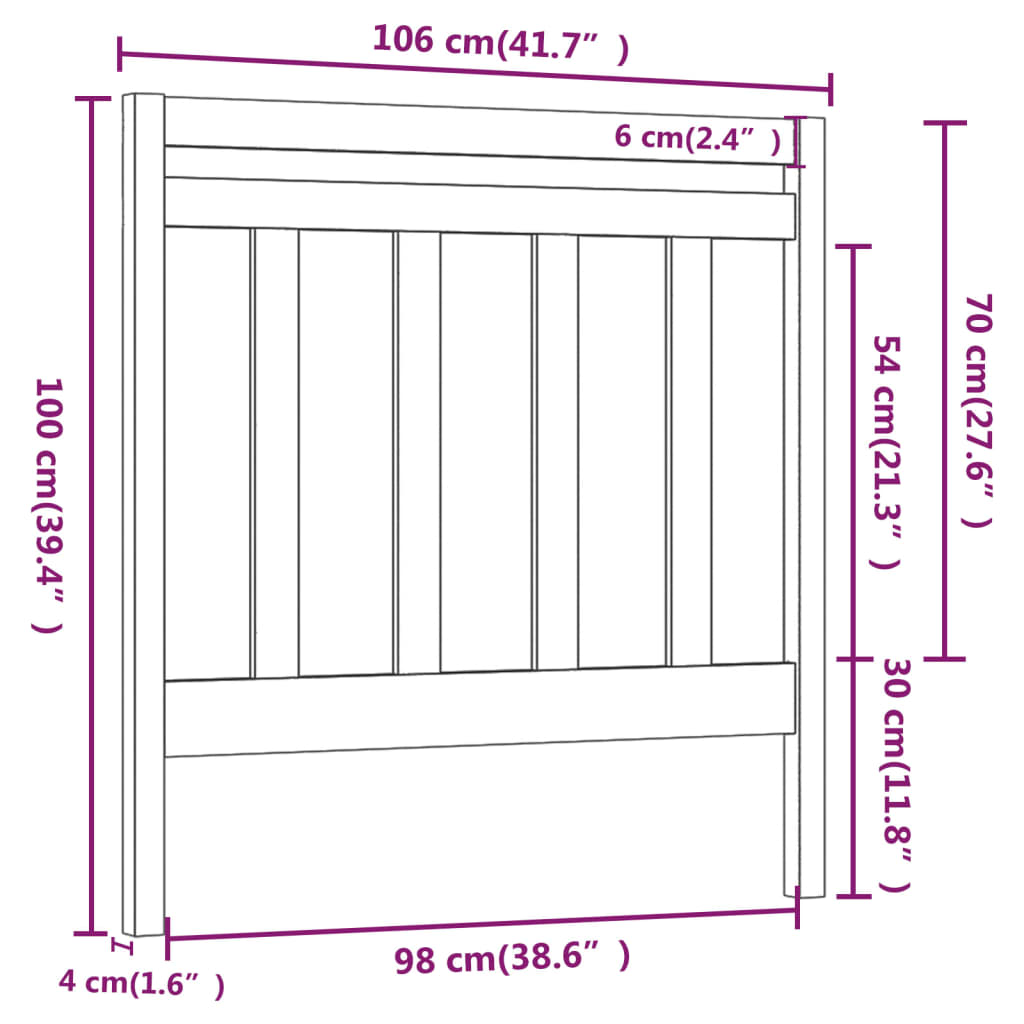 vidaXL Cabeceira de cama 106x4x100 cm pinho maciço