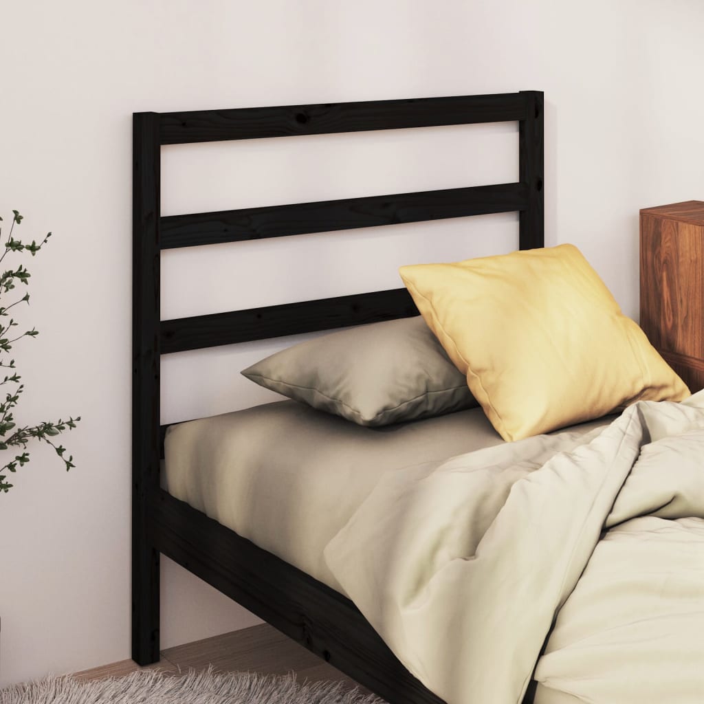 vidaXL Cabeceira de cama 96x4x100 cm pinho maciço preto