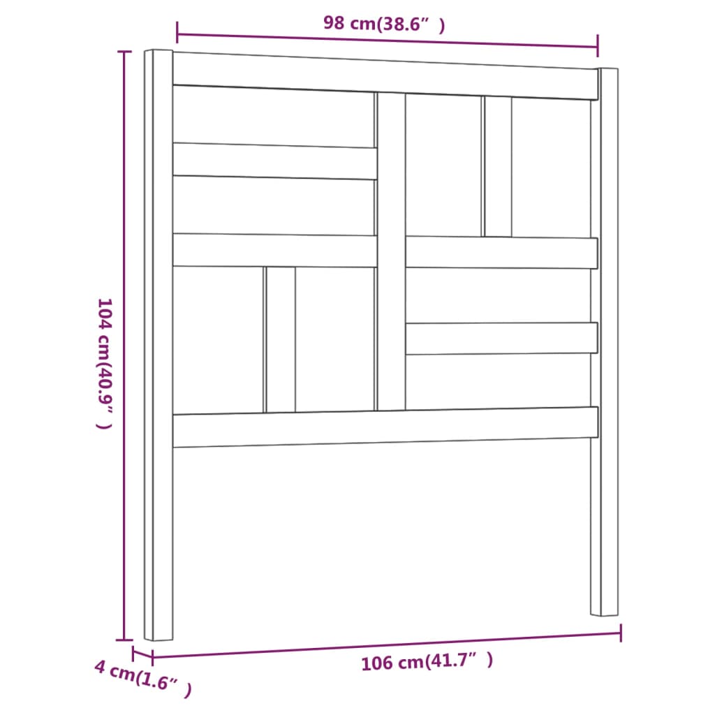 vidaXL Cabeceira de cama 106x4x104 cm pinho maciço cinzento