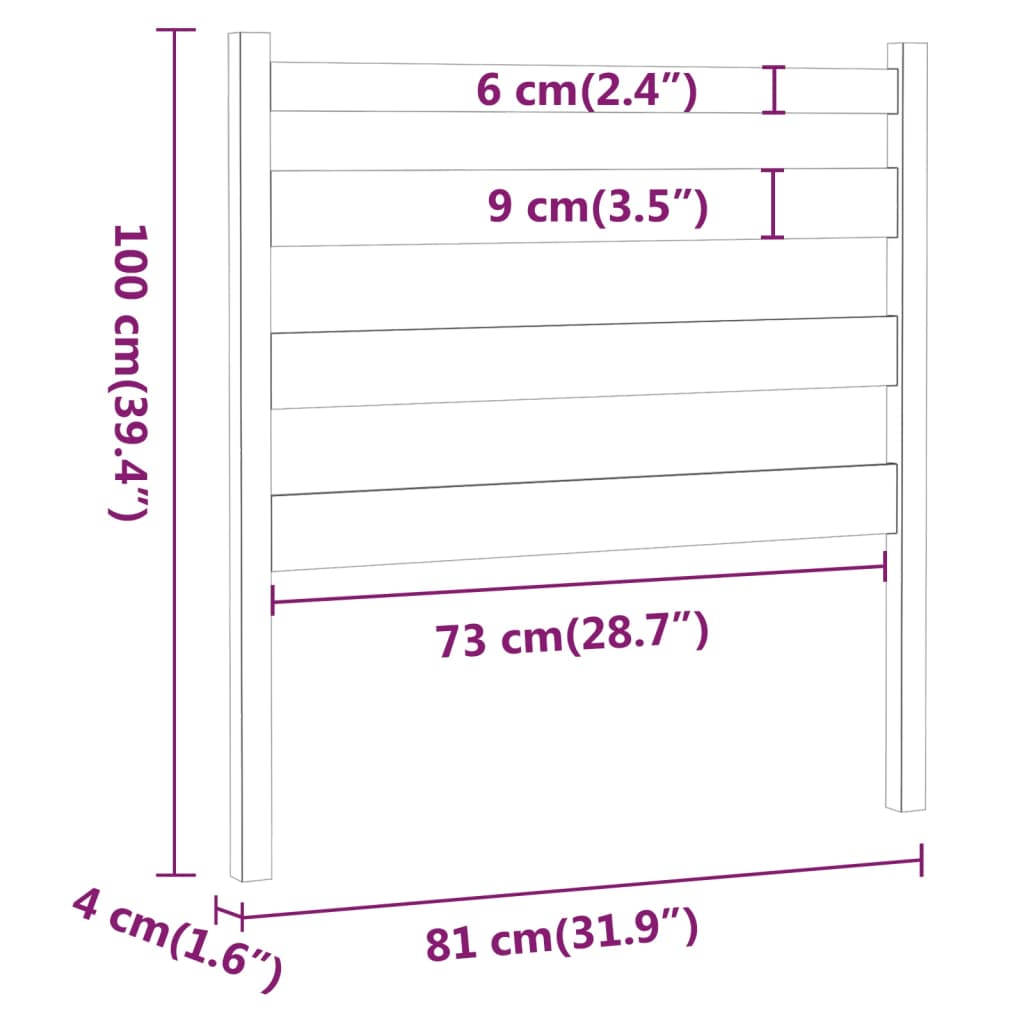 vidaXL Cabeceira de cama 81x4x100 cm pinho maciço cinzento