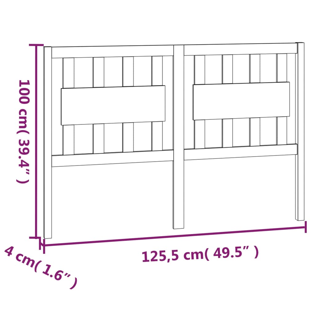 vidaXL Cabeceira de cama 125,5x4x100 cm pinho maciço castanho mel