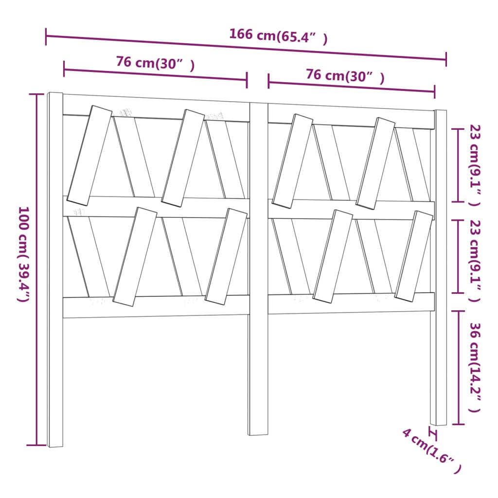 vidaXL Cabeceira de cama 166x4x100 cm pinho maciço branco