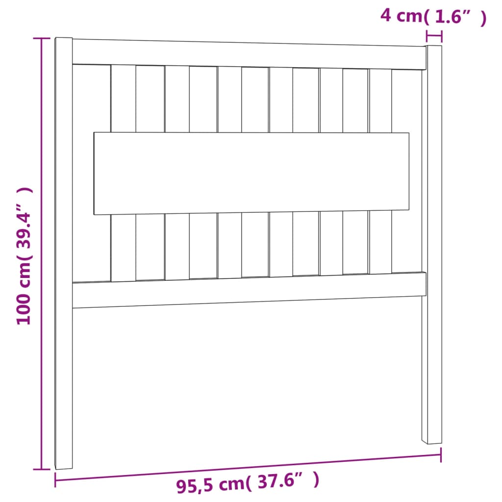 vidaXL Cabeceira de cama 95,5x4x100 cm pinho maciço preto