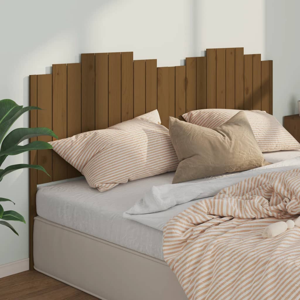 vidaXL Cabeceira de cama 206x4x110 cm pinho maciço castanho mel