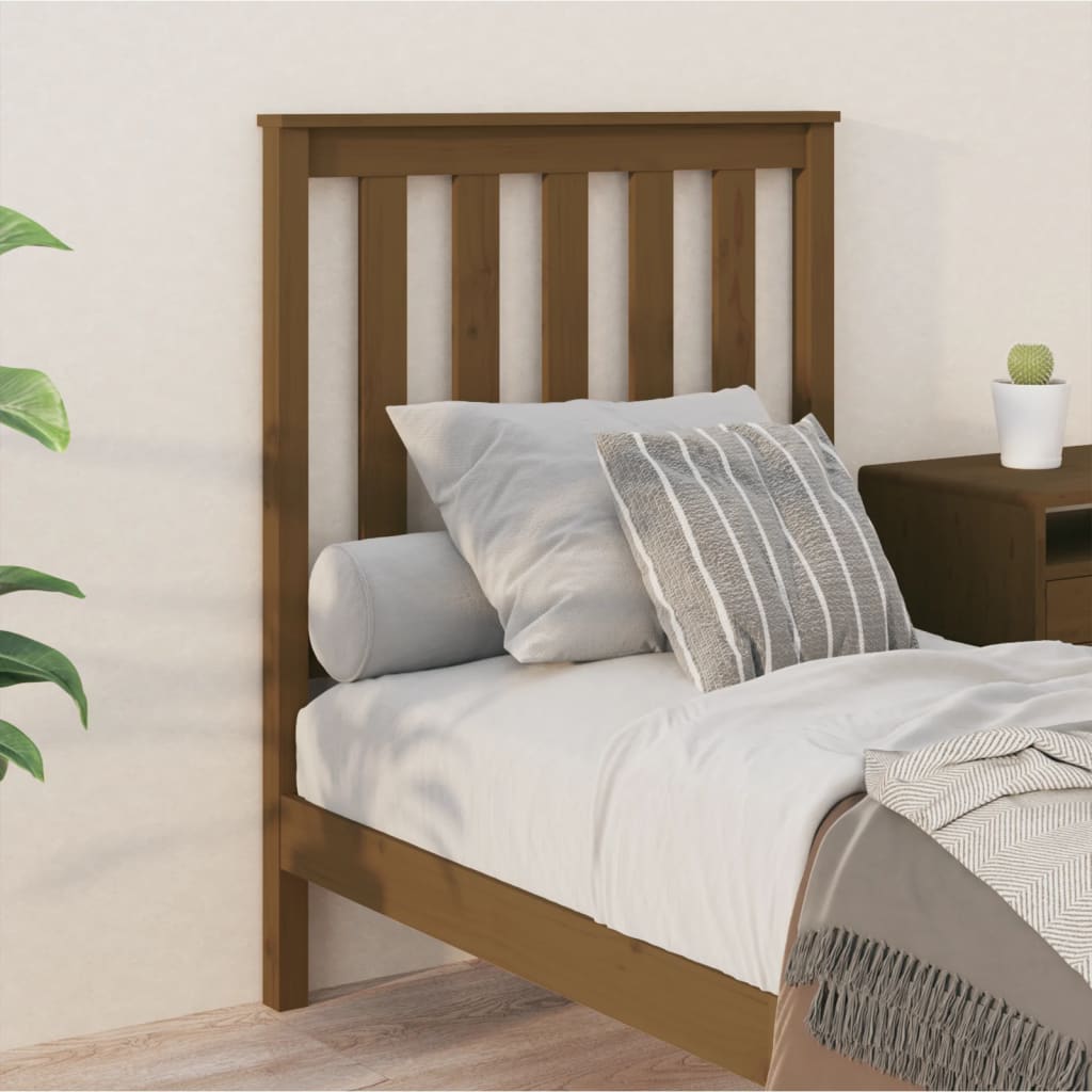 vidaXL Cabeceira de cama 81x6x101 cm pinho maciço castanho mel