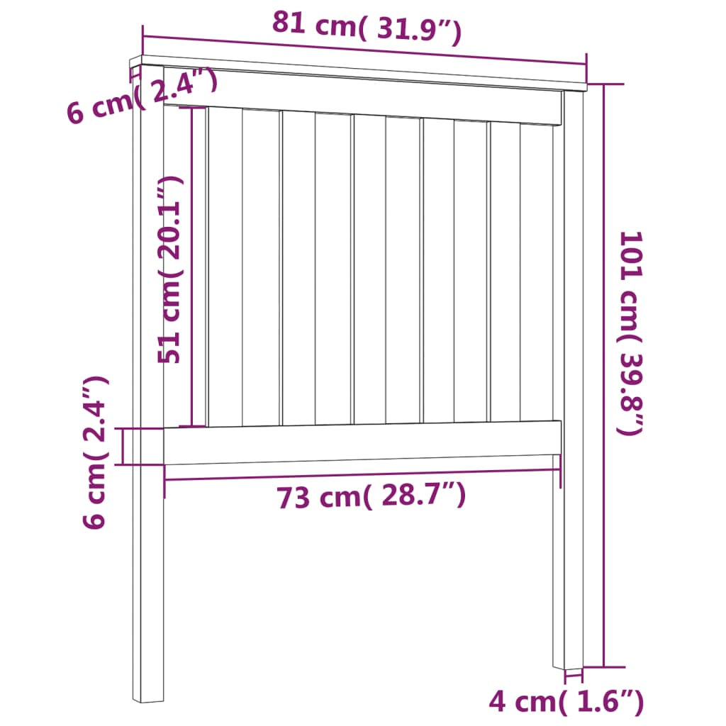 vidaXL Cabeceira de cama 81x6x101 cm pinho maciço castanho mel