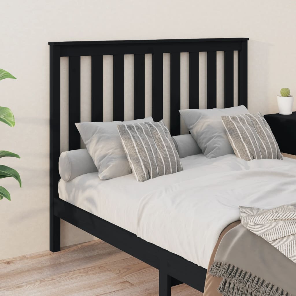 vidaXL Cabeceira de cama 126x6x101 cm pinho maciço preto