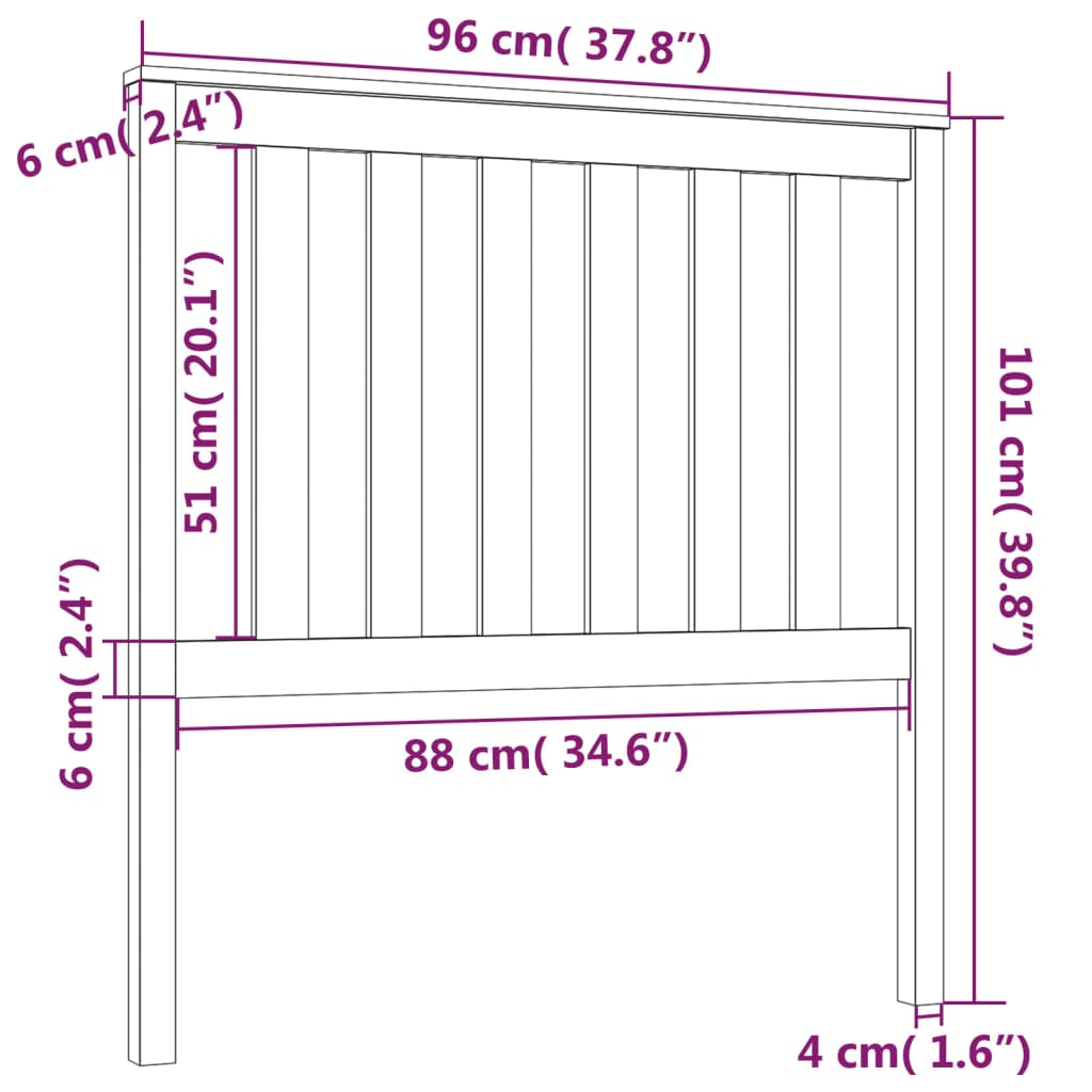 vidaXL Cabeceira de cama 96x6x101 cm pinho maciço cinzento