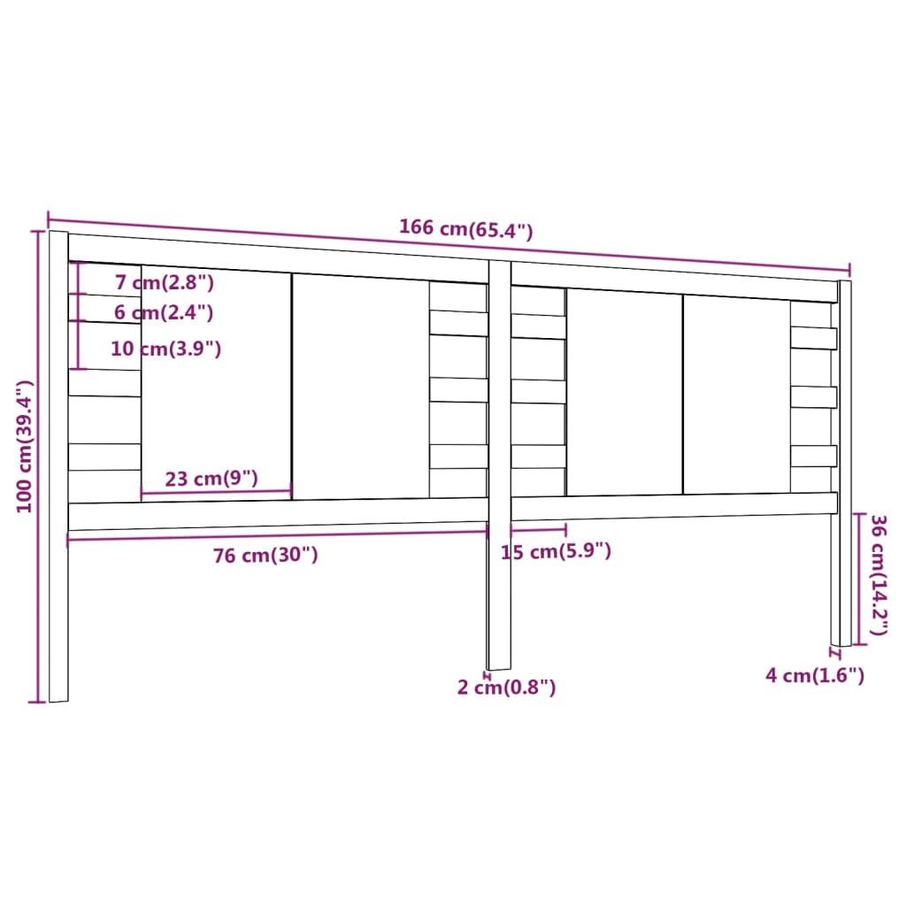 vidaXL Cabeceira de cama 166x4x100 cm pinho maciço castanho mel