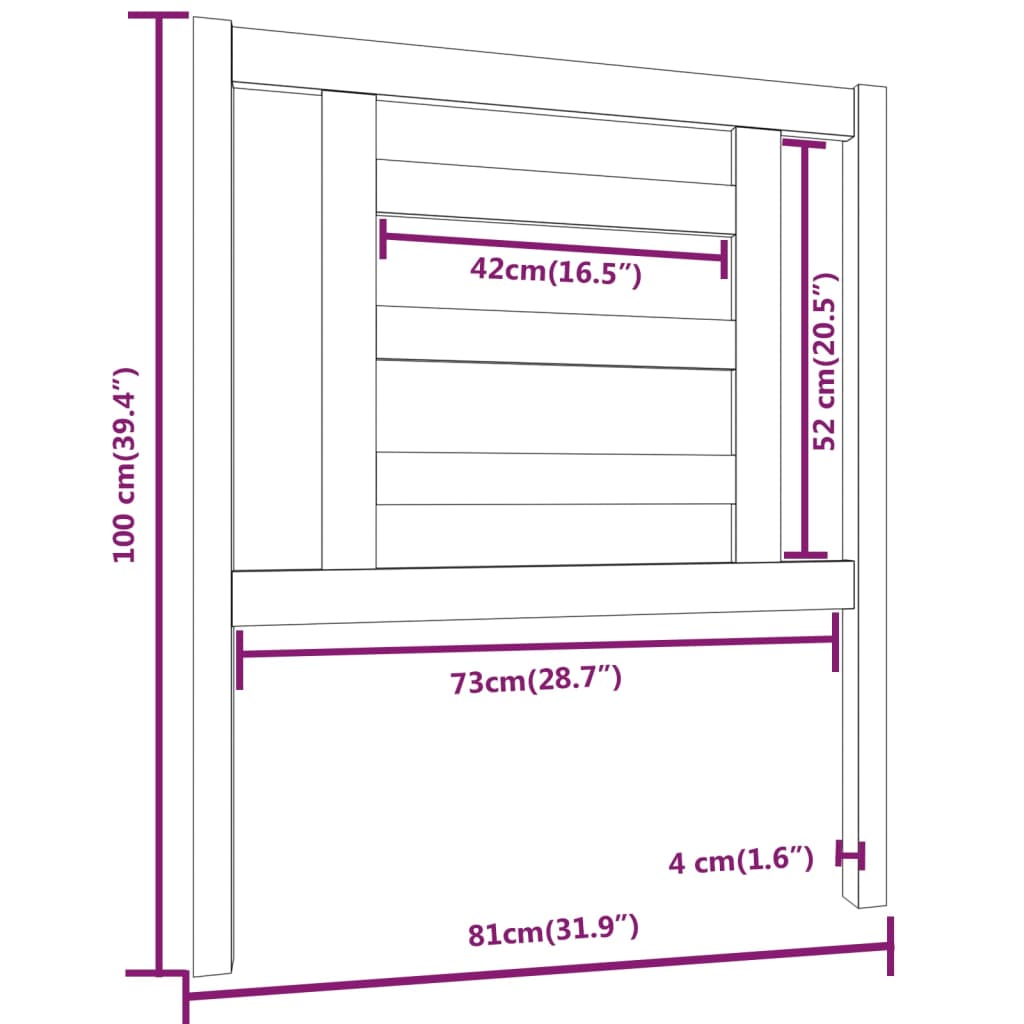 vidaXL Cabeceira de cama 81x4x100 cm pinho maciço