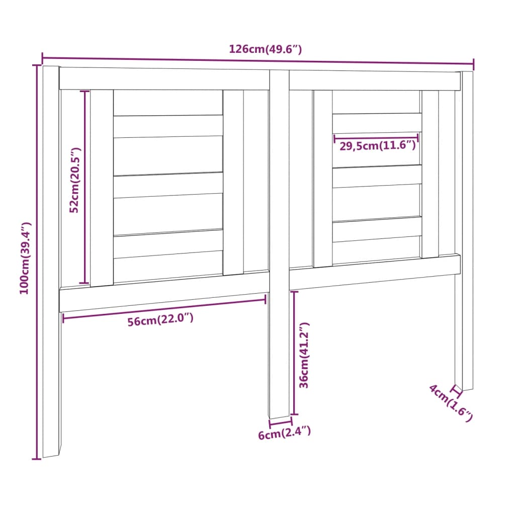 vidaXL Cabeceira de cama 126x4x100 cm pinho maciço branco