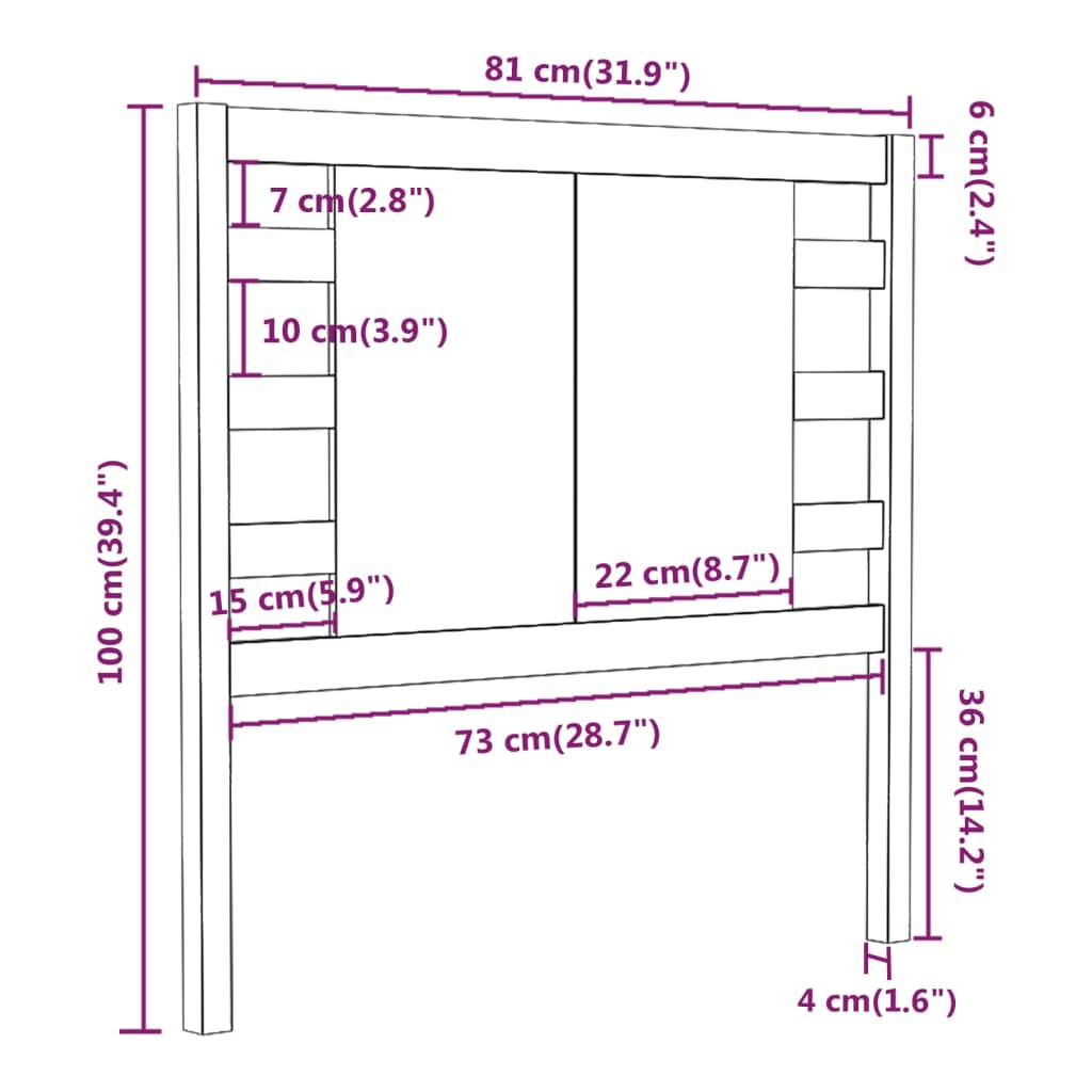 vidaXL Cabeceira de cama 81x4x100 cm pinho maciço castanho mel