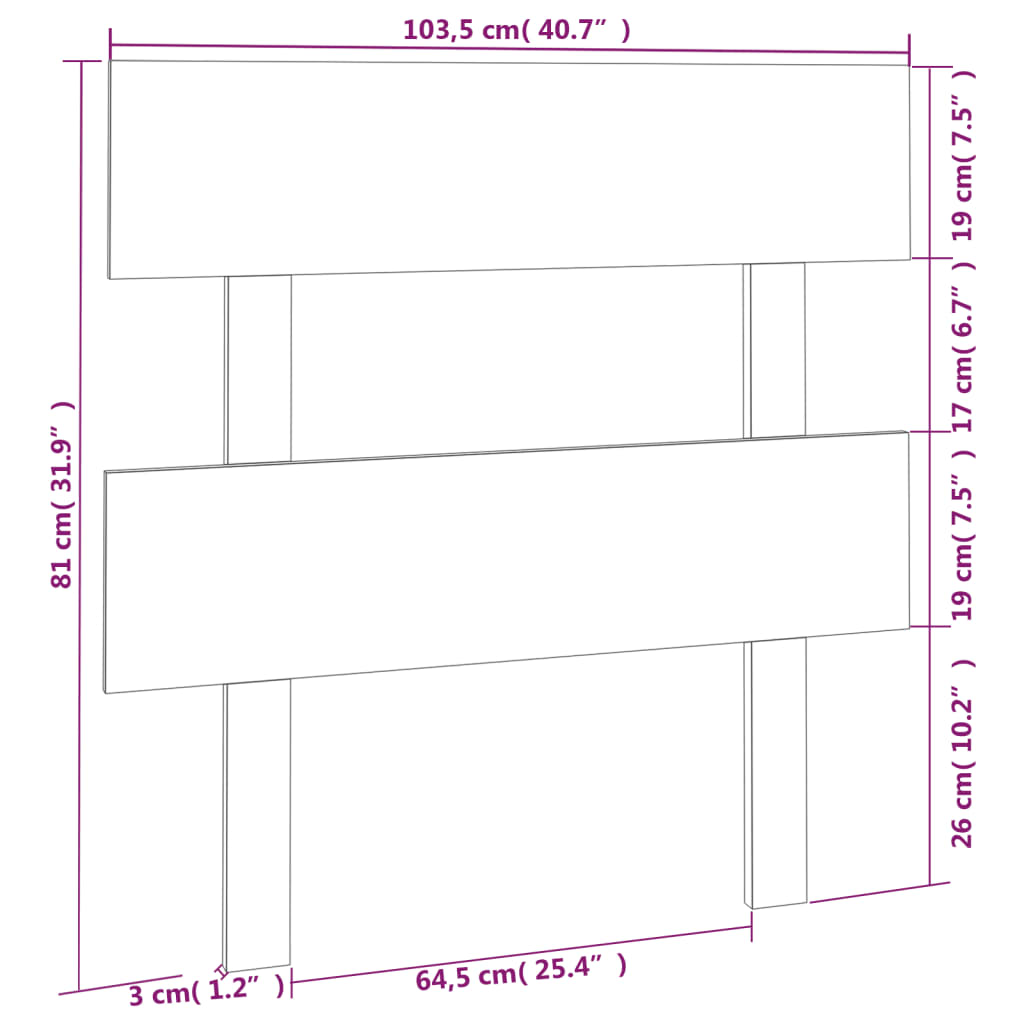 vidaXL Cabeceira de cama 103,5x3x81 cm pinho maciço