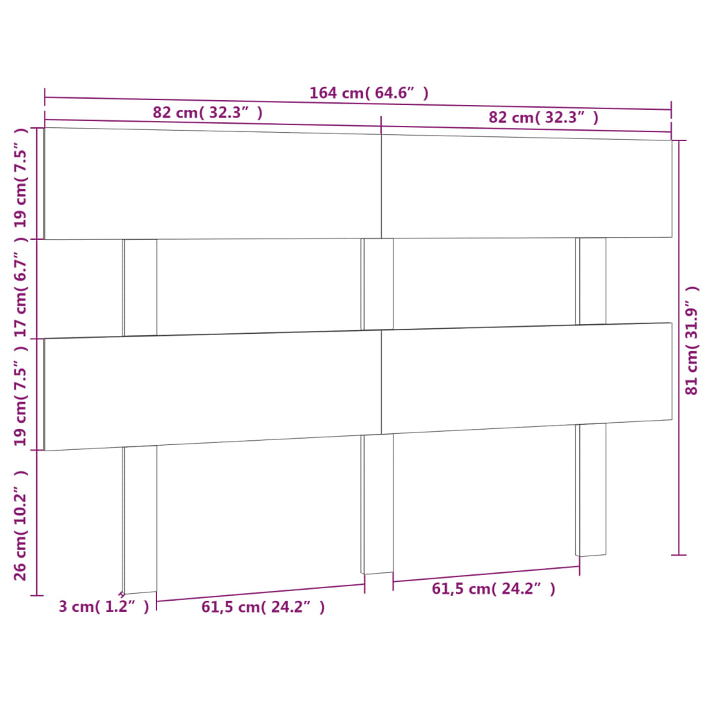 vidaXL Cabeceira de cama 164x3x81 cm pinho maciço castanho mel