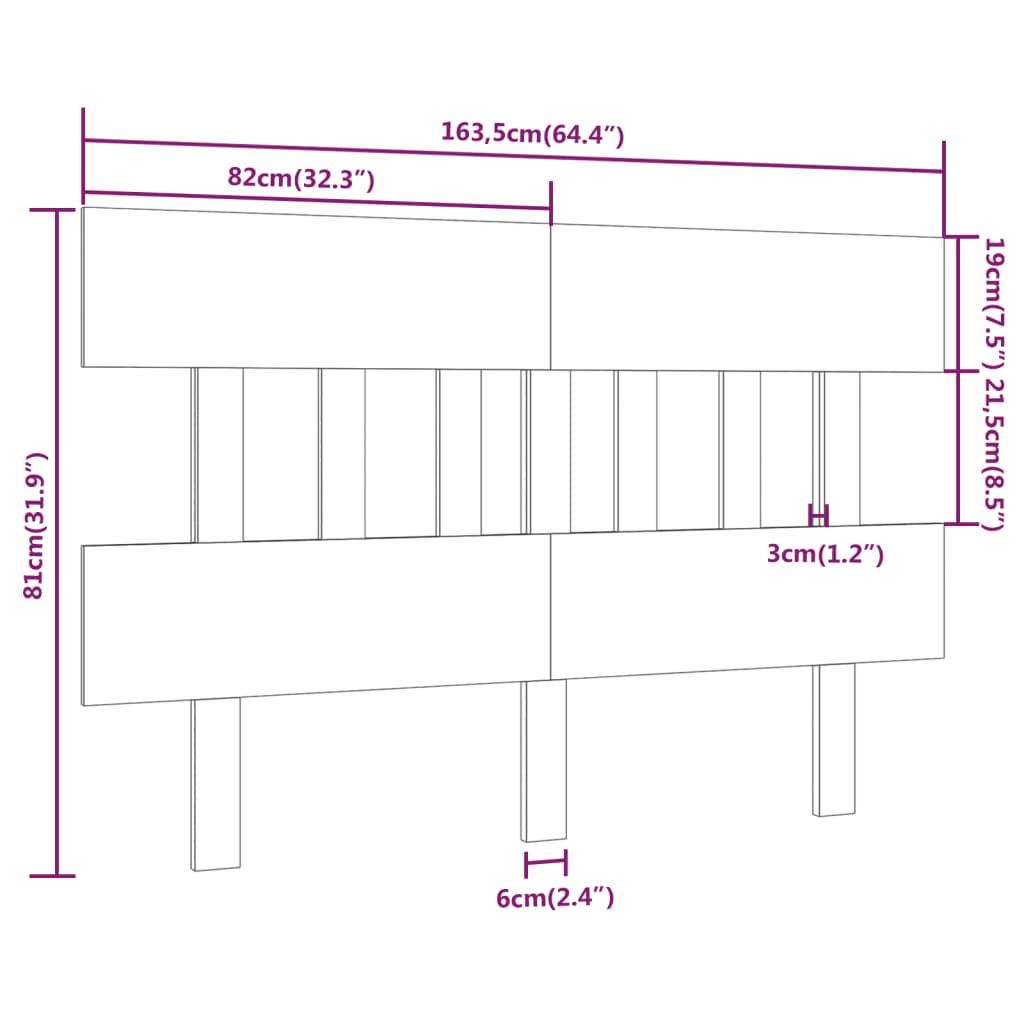 vidaXL Cabeceira de cama 163,5x3x81 cm pinho maciço branco