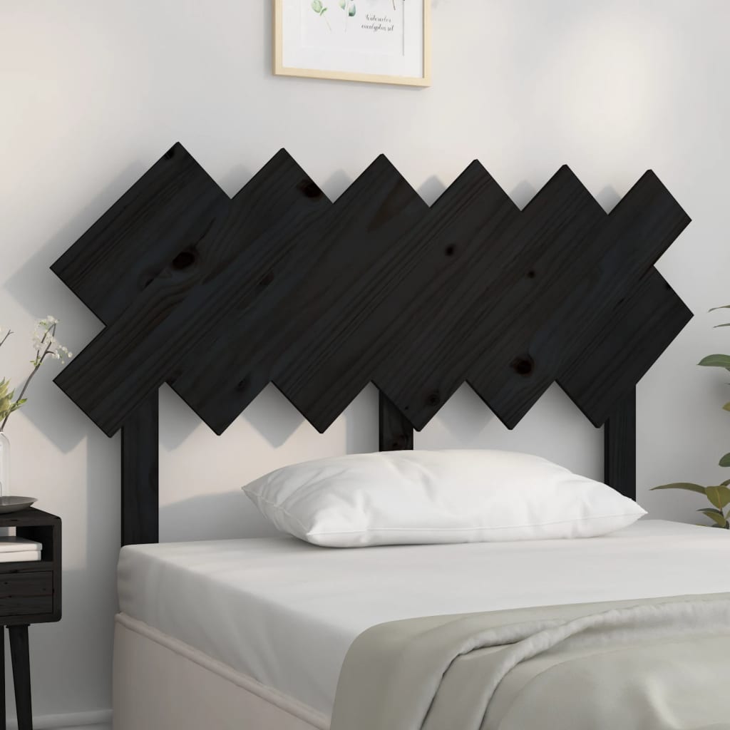 vidaXL Cabeceira de cama 122,5x3x80,5 cm pinho maciço preto