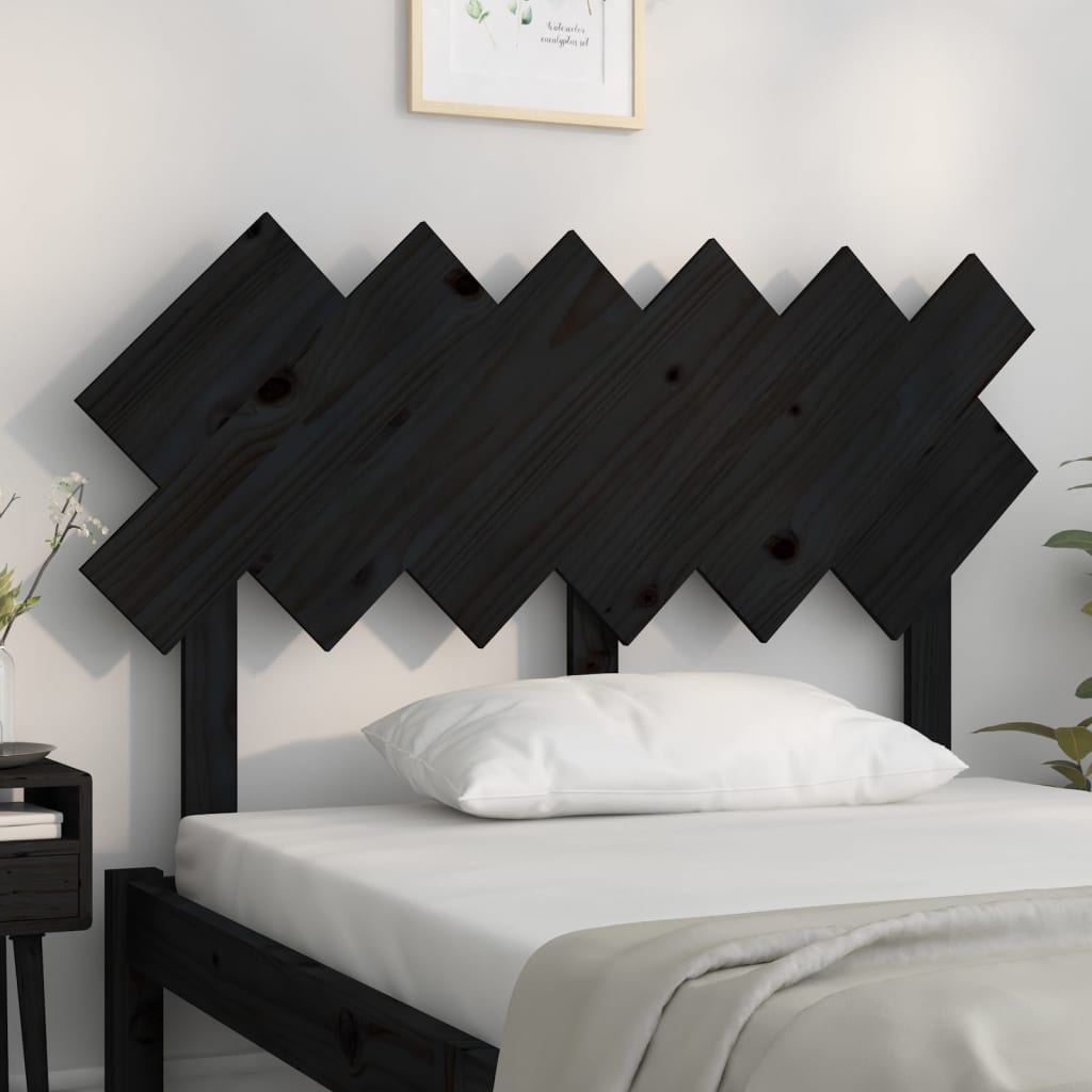 vidaXL Cabeceira de cama 122,5x3x80,5 cm pinho maciço preto