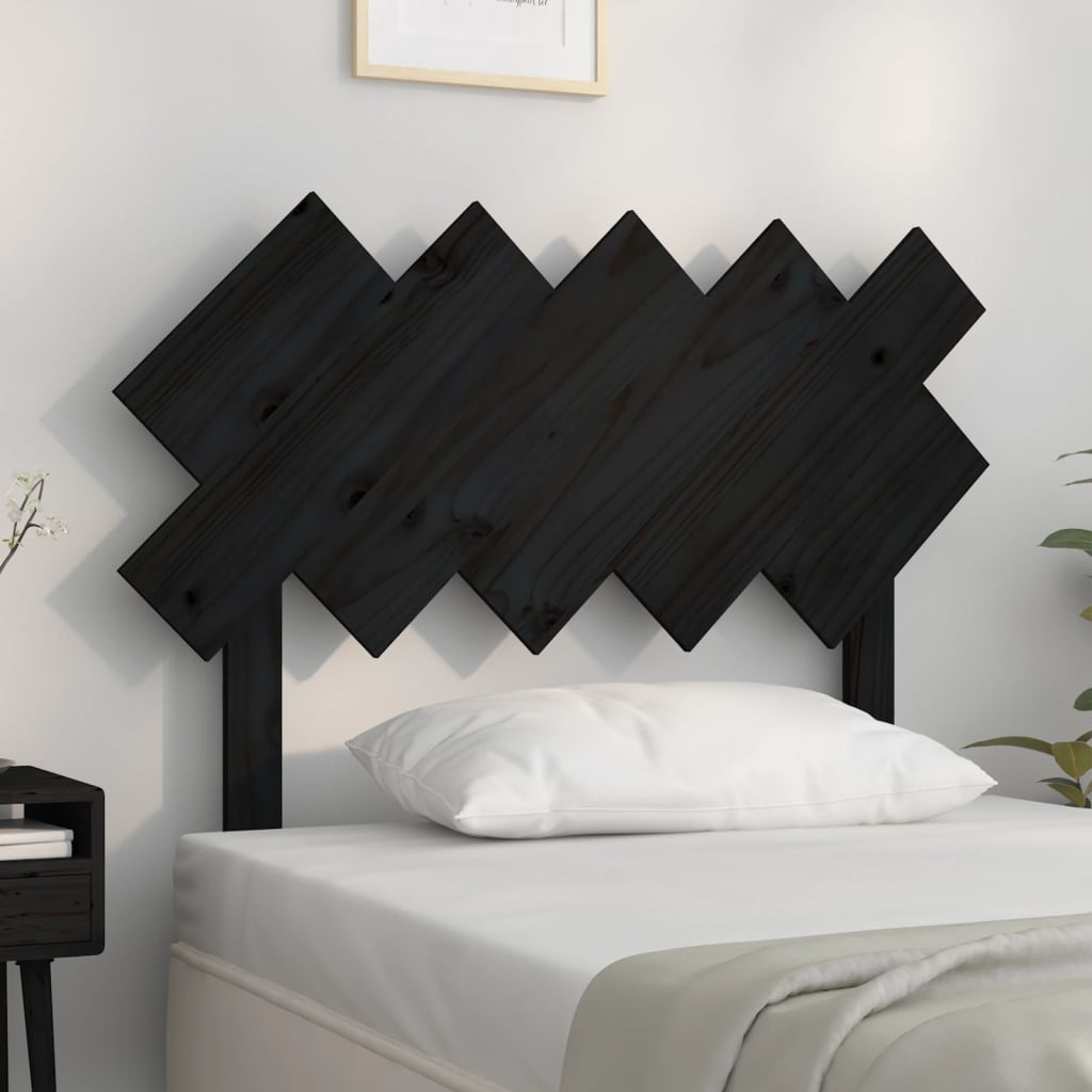 vidaXL Cabeceira de cama 104x3x80,5 cm pinho maciço preto