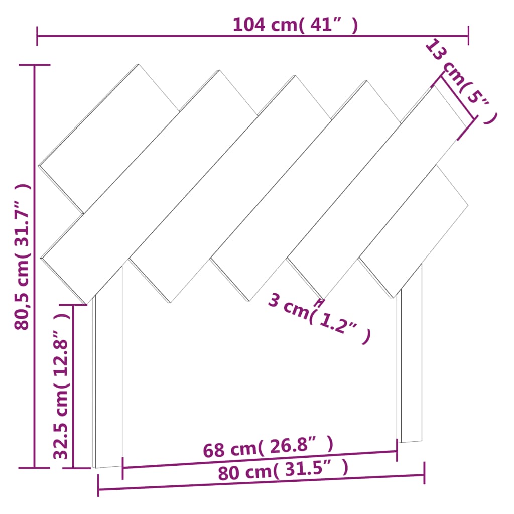 vidaXL Cabeceira de cama 104x3x80,5 cm pinho maciço preto