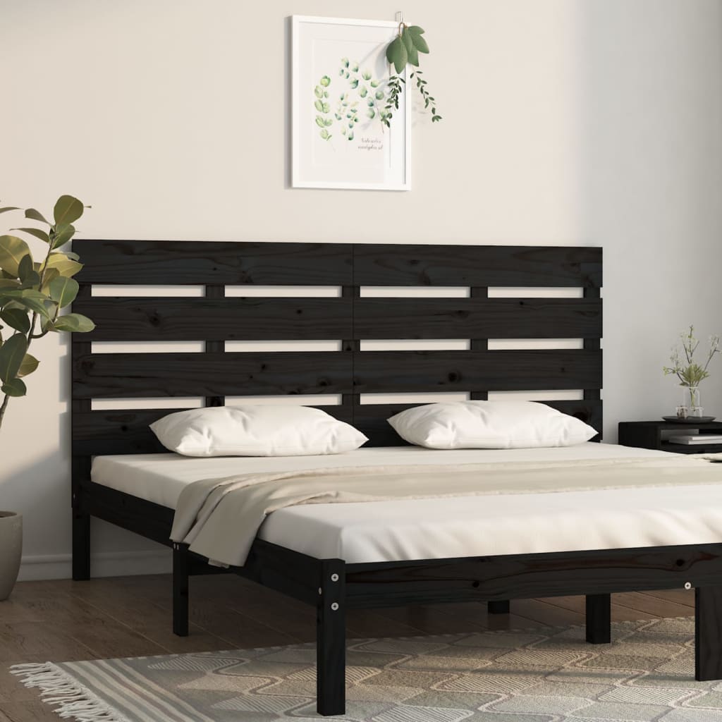 vidaXL Cabeceira de cama 180x3x80 cm pinho maciço preto