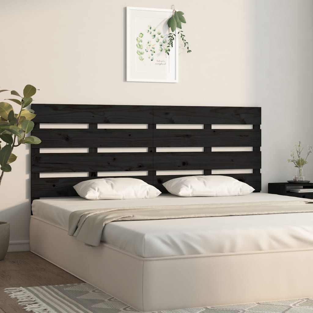 vidaXL Cabeceira de cama 180x3x80 cm pinho maciço preto