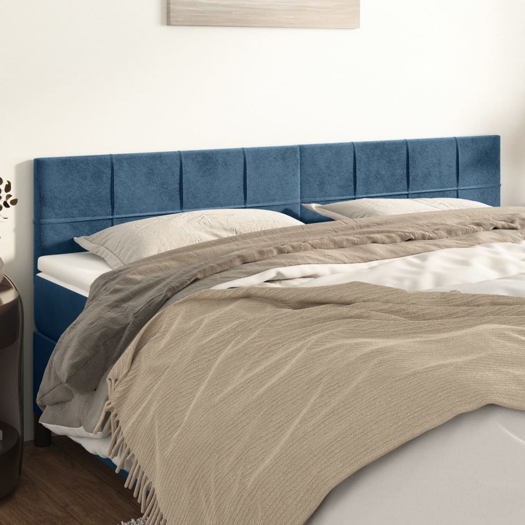 vidaXL Cabeceira de cama 2 pcs veludo 80x5x78/88 cm azul-escuro