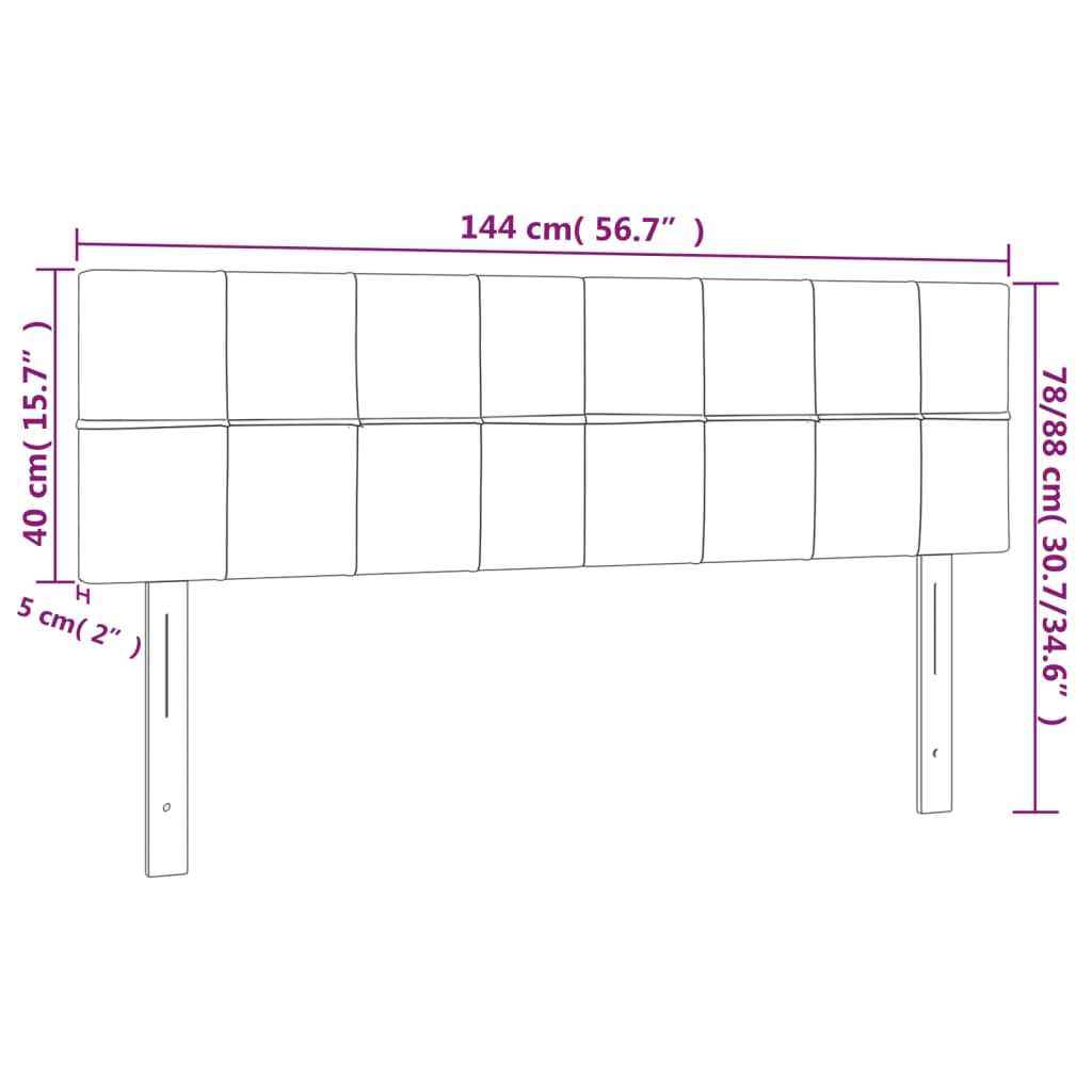 vidaXL Cabeceira de cama 2 pcs tecido 72x5x78/88 cm creme