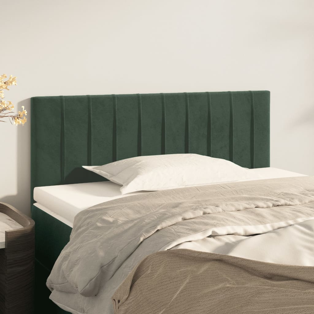 vidaXL Cabeceira de cama veludo 90x5x78/88 cm verde-escuro