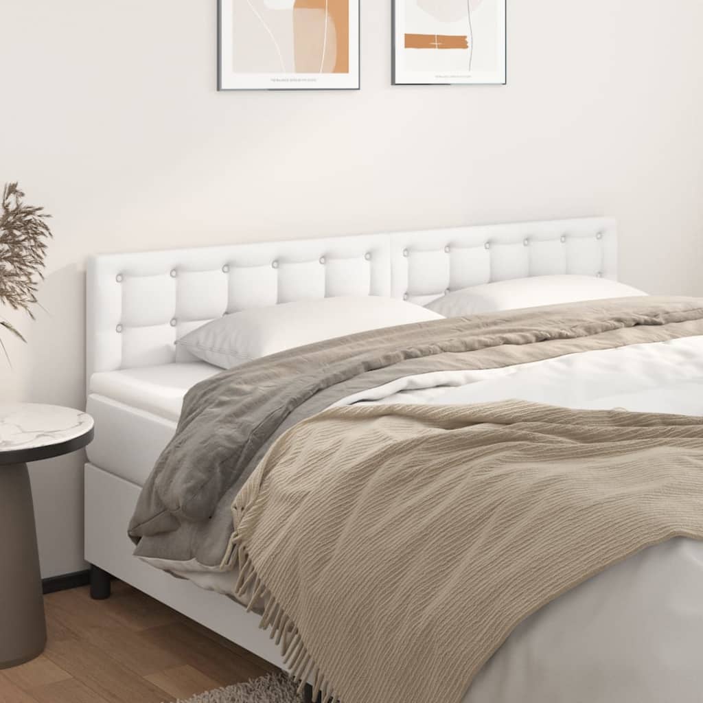 vidaXL Cabeceira de cama 2 pcs couro artificial 80x5x78/88 cm branco