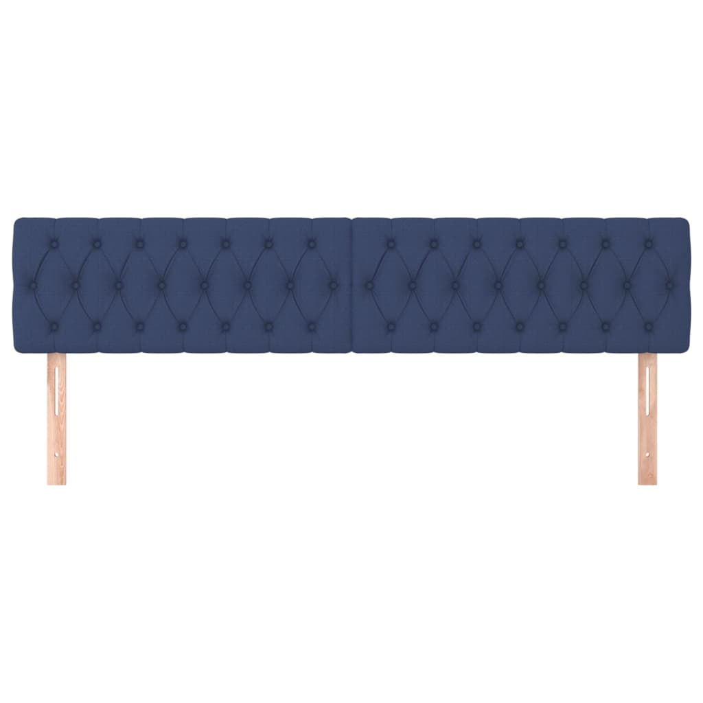 vidaXL Cabeceira de cama 2 pcs tecido 90x7x78/88 cm azul