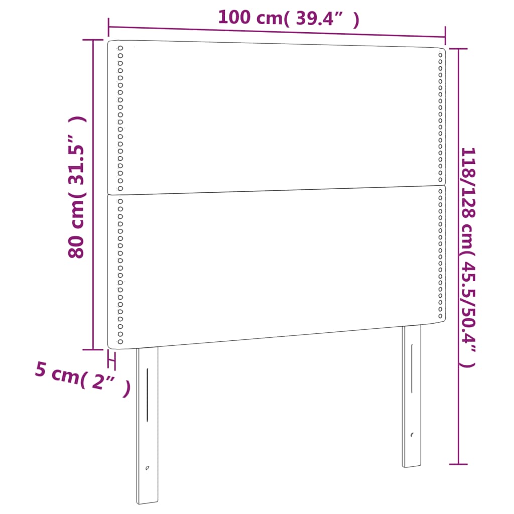 vidaXL Cabeceira de cama 2 pcs couro artificial 100x5x78/88 cm branco