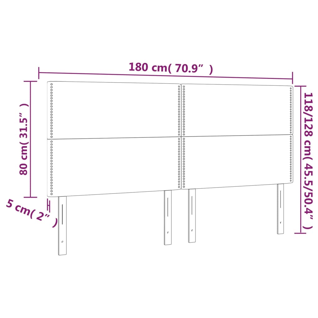 vidaXL Cabeceira de cama 4 pcs couro artificial 90x5x78/88 cm preto