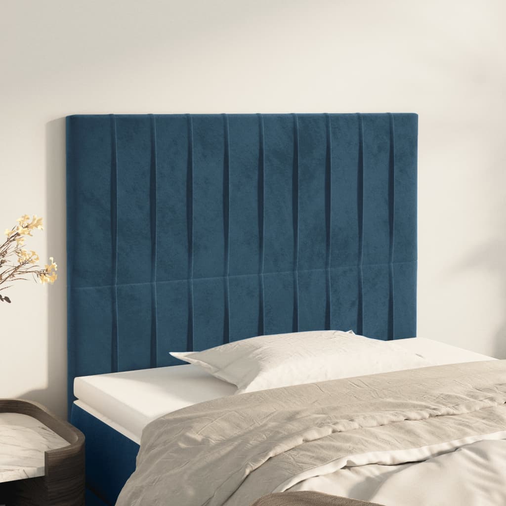 vidaXL Cabeceira de cama 2 pcs veludo 100x5x78/88 cm azul-escuro