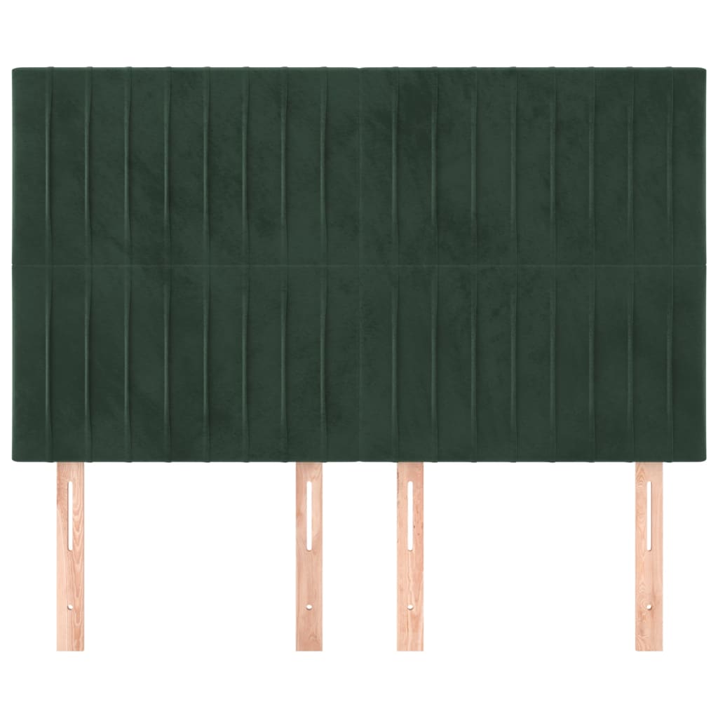 vidaXL Cabeceira de cama 4 pcs veludo 72x5x78/88 cm verde-escuro