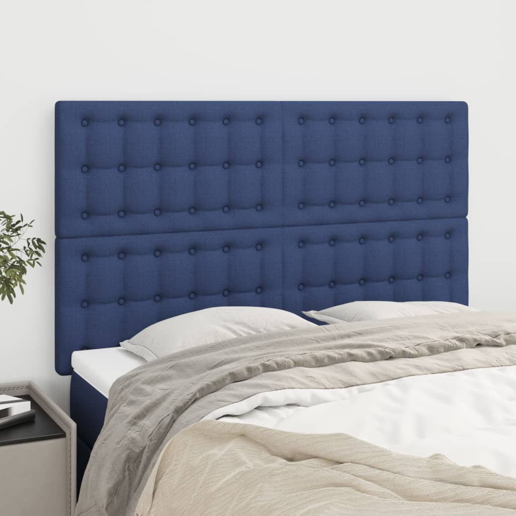 vidaXL Cabeceira de cama 4 pcs tecido 72x5x78/88 cm azul