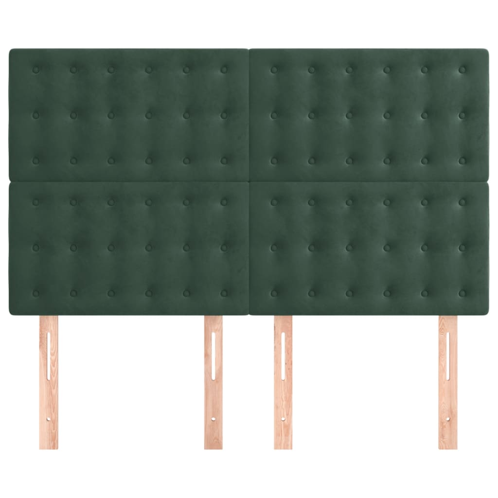 vidaXL Cabeceira de cama 4 pcs veludo 72x5x78/88 cm verde-escuro