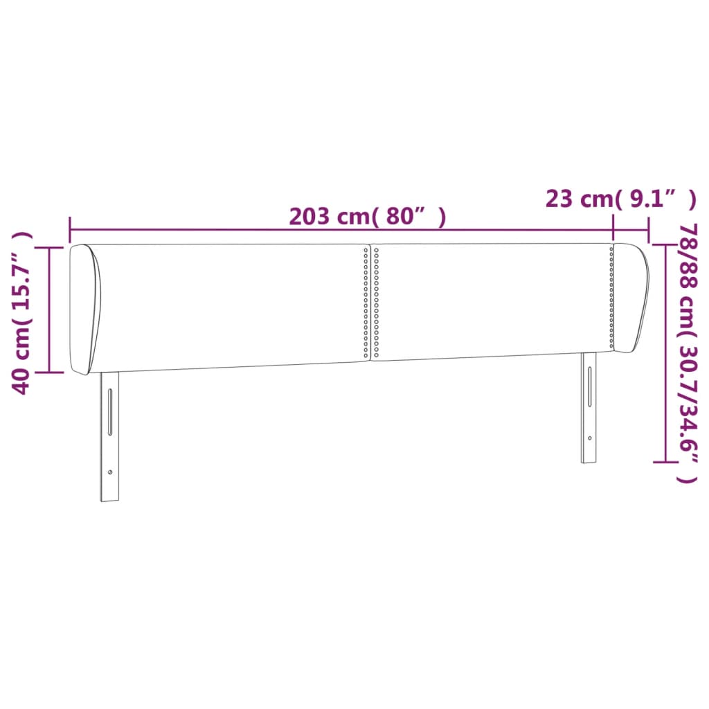 vidaXL Cabeceira de cama c/ abas couro artificial 203x23x78/88cm creme