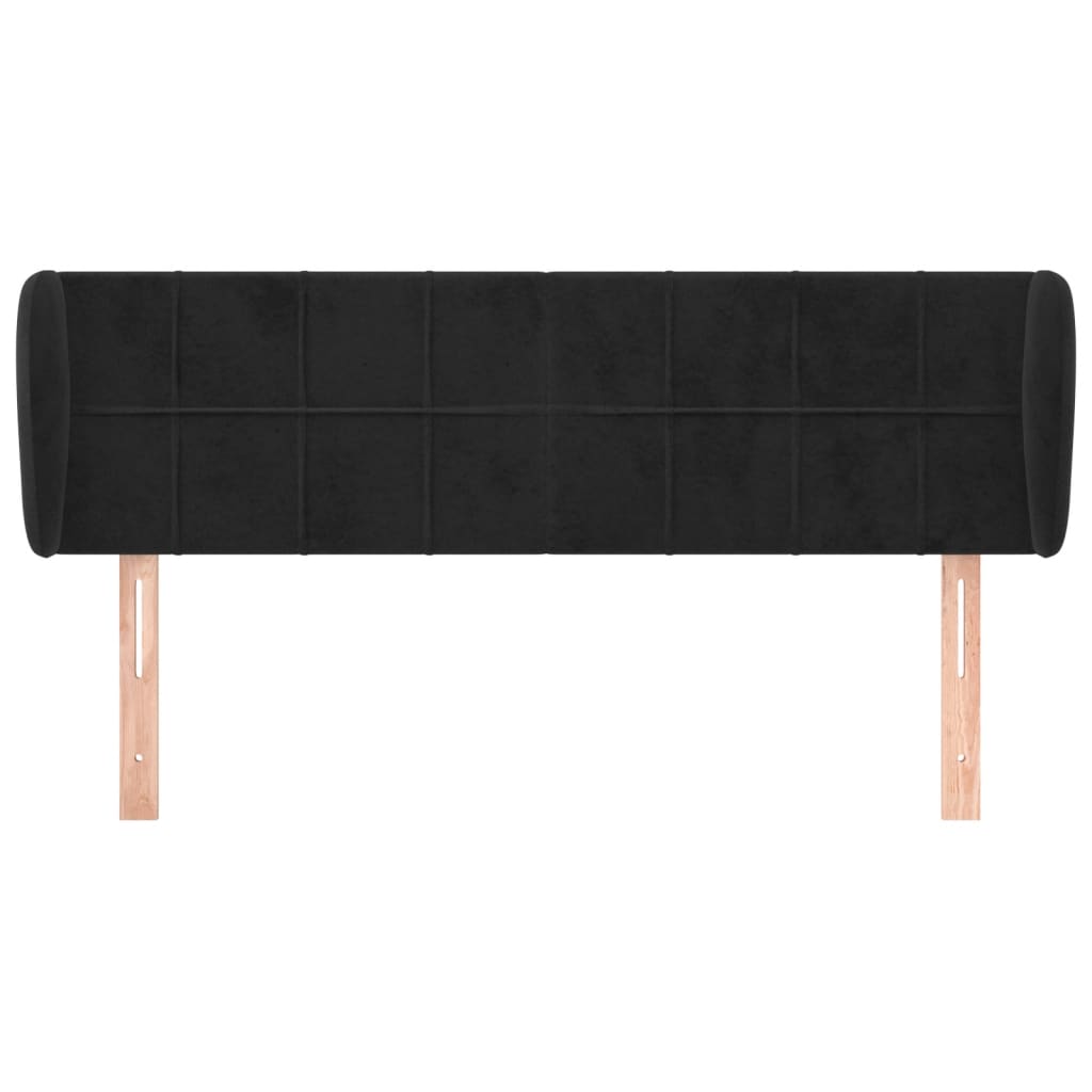 vidaXL Cabeceira de cama c/ abas veludo 147x23x78/88 cm preto