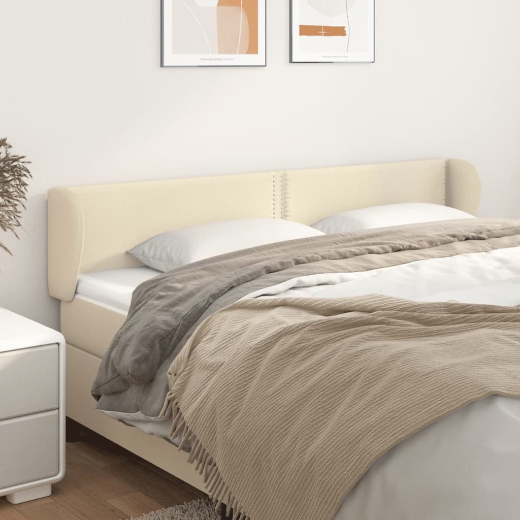 vidaXL Cabeceira de cama c/ abas couro artificial 163x23x78/88cm creme