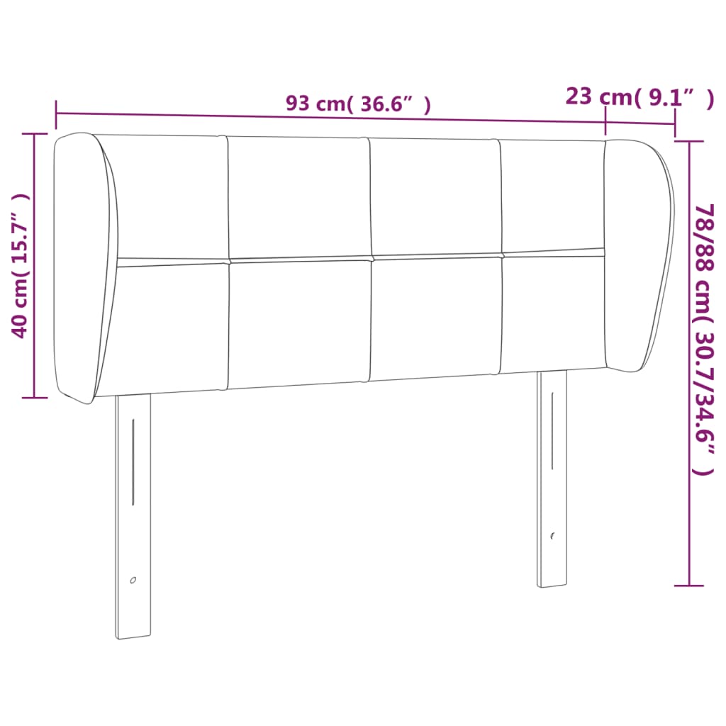 vidaXL Cabeceira de cama c/ abas veludo 93x23x78/88 cm preto