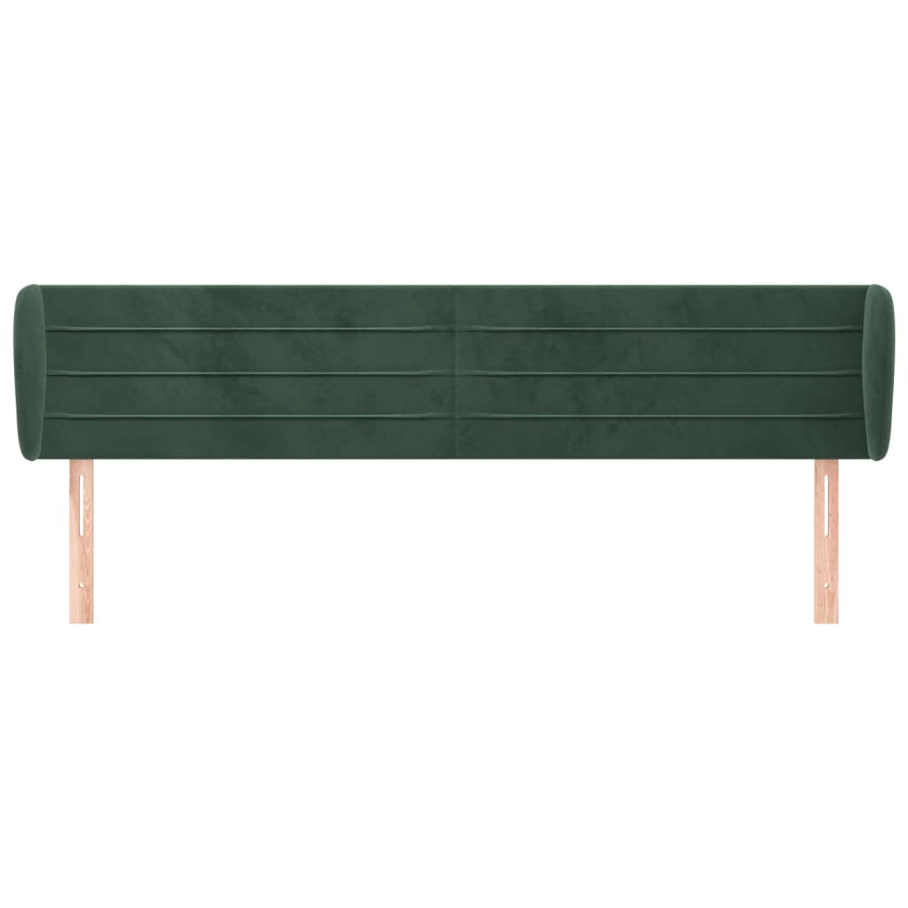 vidaXL Cabeceira de cama c/ abas veludo 163x23x78/88cm verde-escuro