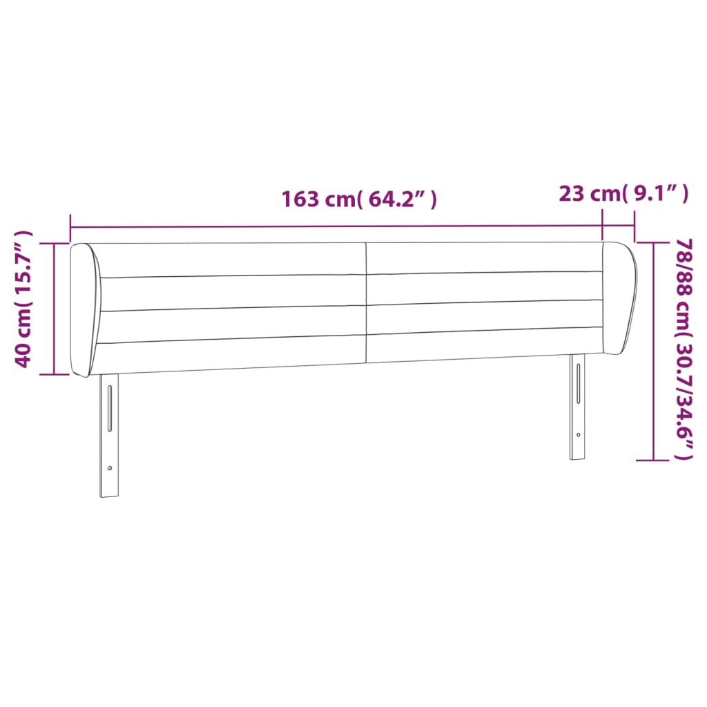 vidaXL Cabeceira de cama c/ abas veludo 163x23x78/88cm verde-escuro