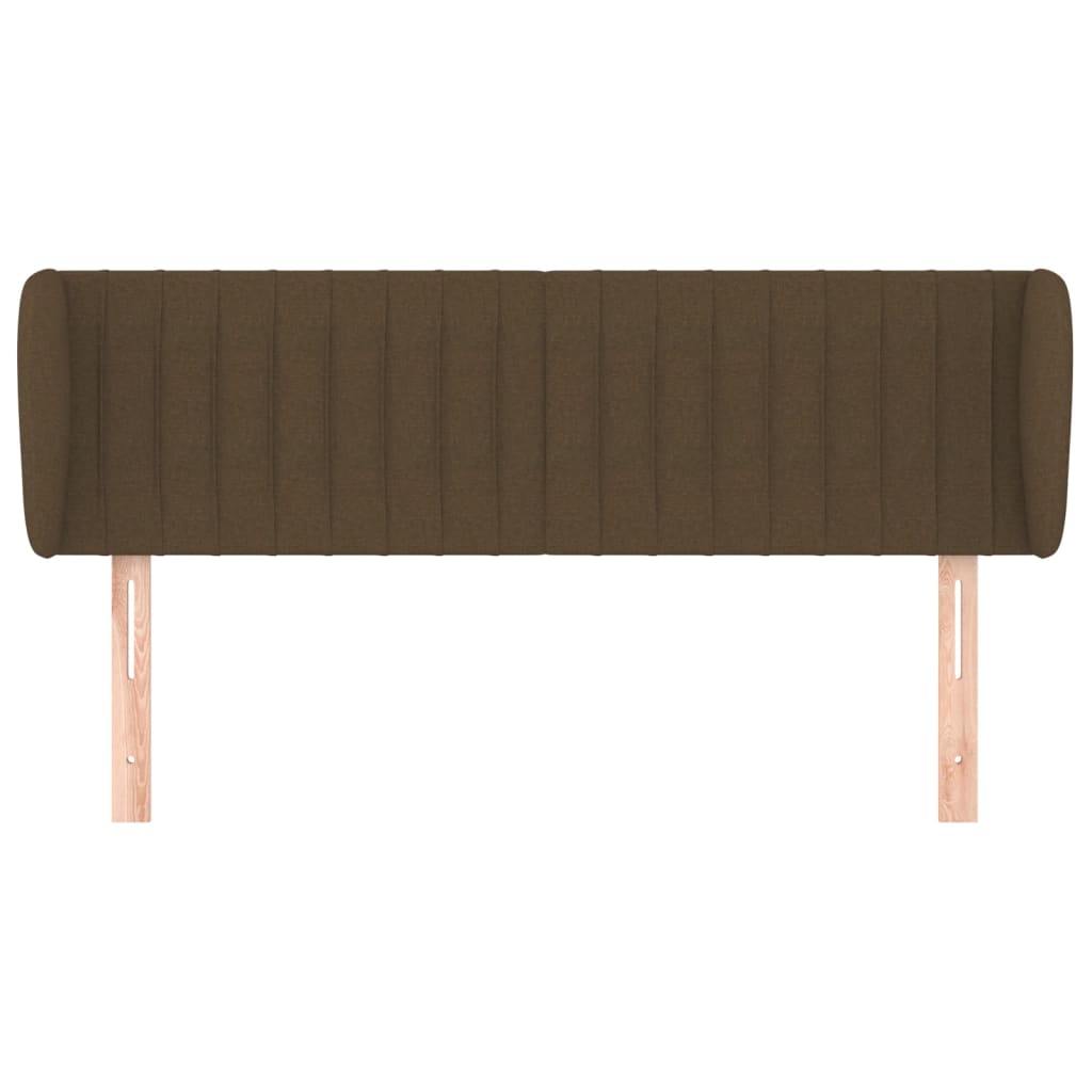 vidaXL Cabeceira de cama c/ abas tecido 147x23x78/88cm castanho-escuro