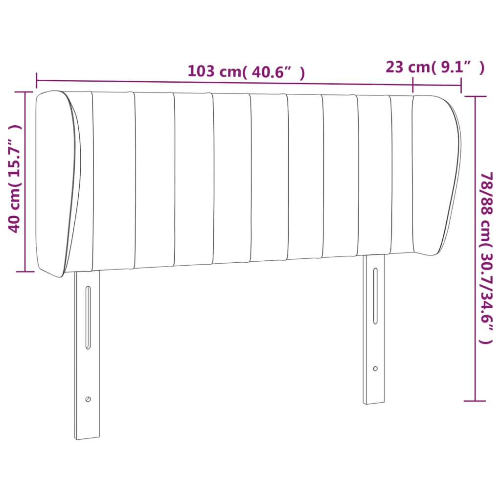 vidaXL Cabeceira de cama c/ abas tecido 103x23x78/88 cm preto